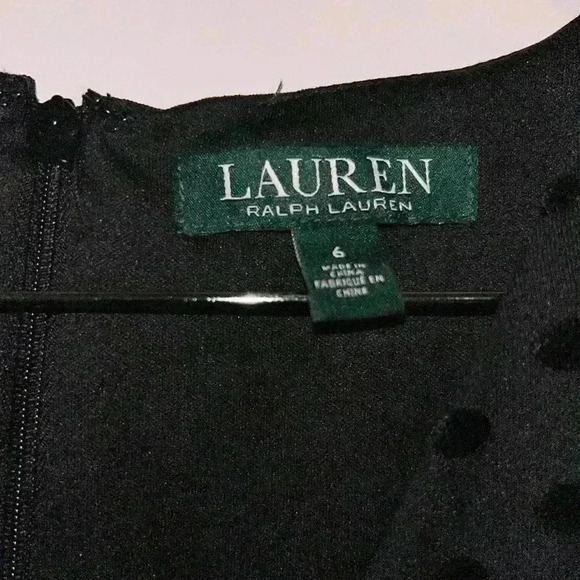 Ralph Lauren Polka Dot Velvet Fit & Flare Dress - Picture 9 of 13